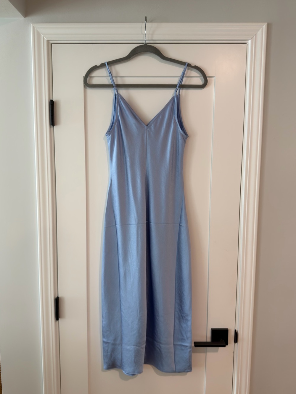 Express Light Blue Satin Slip Dress - Picture 6 of 7